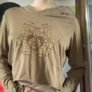 Soul Flower Tan Graphic Long Sleeve Hoodie